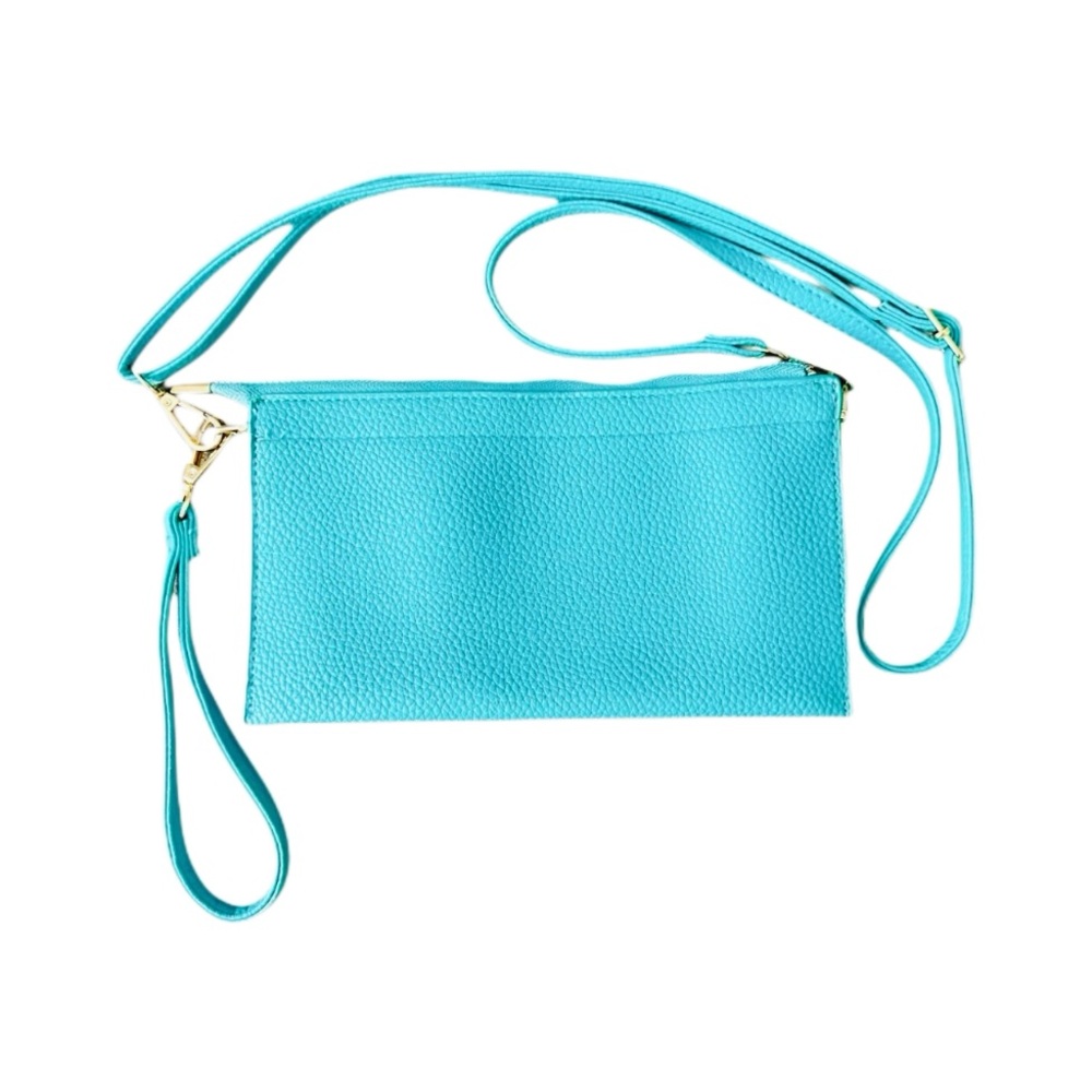 Crossbody Adjustable Bag with Wristlet Strap. Small. Light Blue. NWOT